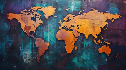 digital grunge world map