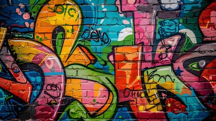 Obraz premium Urban Graffiti: A vibrant urban graffiti background with colorful street art, adding a youthful and edgy feel for fashion items. 