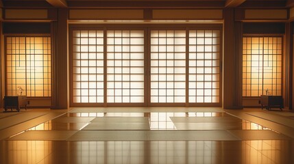 Obraz premium Tranquil Japanese interior with Shoji screens