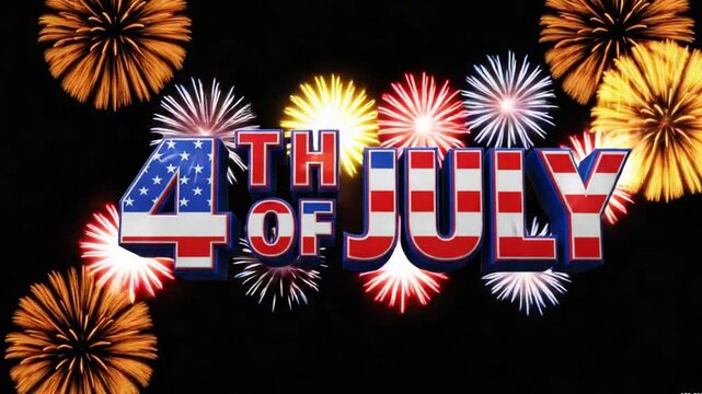 Happy 4th of July celebration with bright fireworks explosion in a holiday design