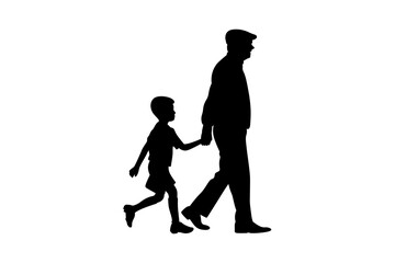 A child's parents are holding their child's hand and leading them to the soccer field vector.