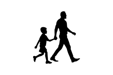 A child's parents are holding their child's hand and leading them to the soccer field vector.