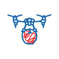harvesting drone robot harvests icon doodle illustration