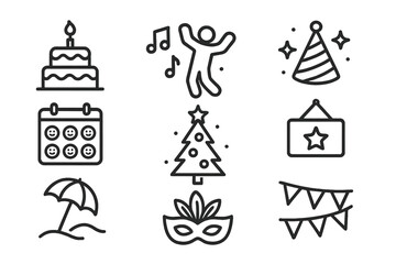 Vector illustrations of celebration elements showcasing festive activities for various occasions and events