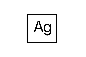 Silver chemical element symbol in vector illustration format with minimalistic design for educational purposes