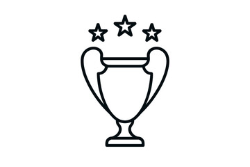 Celebrate victory with this vector illustration of a trophy and stars, ideal for awards and achievements in sports or competitions