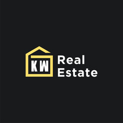 KW initials minimalist creative real estate logo vector
