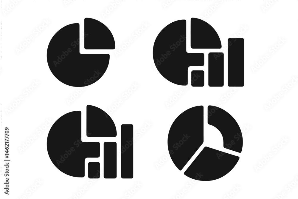 Poster vector illustration of multiple chart types showcasing data visualization techniques for analysis an