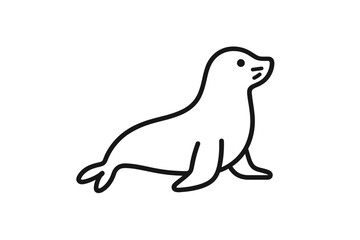 Stylized vector illustration of a seal lounging on a sandy beach during a sunny day