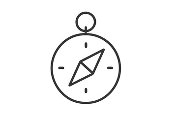 Vector illustration icon of a simple compass design used for navigation and exploration