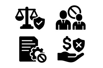 Various legal symbols representing law, compliance, and risk management in a professional setting