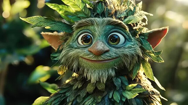 Enchanting Forest Spirit: A Delightful Character Animation with Leafy Detail