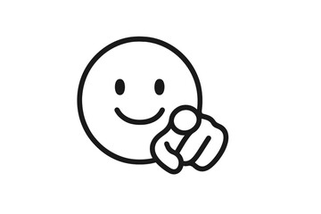 Fototapeta premium Vector illustration of a smiling face pointing at the viewer, expressing friendliness and engagement