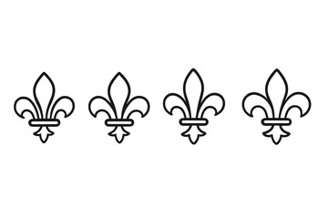 Fototapeta premium Vector illustration of four fleur-de-lis icons in a simple and elegant style, suitable for decorative purposes or logos
