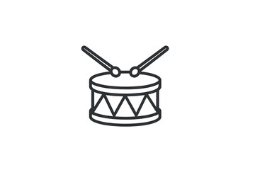 Simple vector illustration of a drum with sticks representing music and rhythm