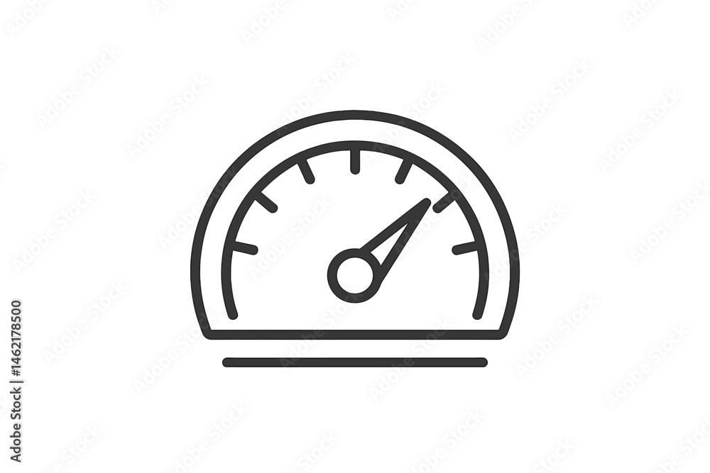 Poster vector illustration of a simple speedometer icon showing movement and measurement in a minimalistic 