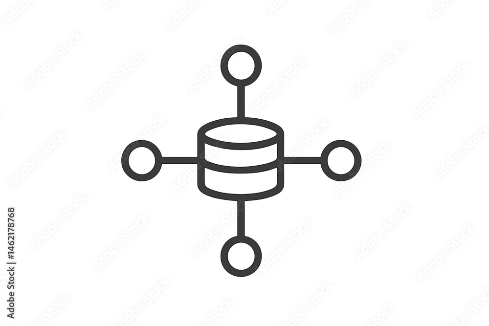 Poster vector illustration icon representing a database structure with connections between nodes and centra