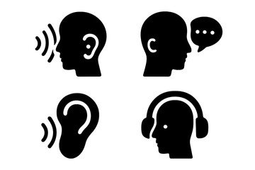 Visual representation of communication and auditory processes in a minimalist vector illustration format