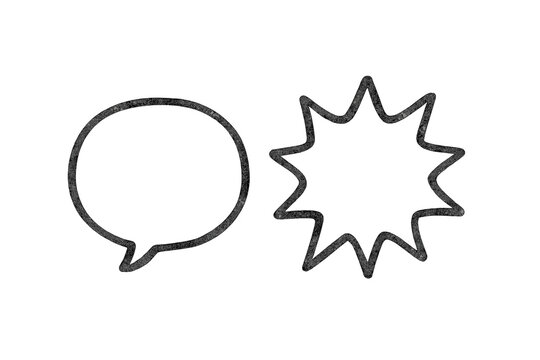Vector illustration icons of a speech bubble and a burst symbol for communication and expression graphics