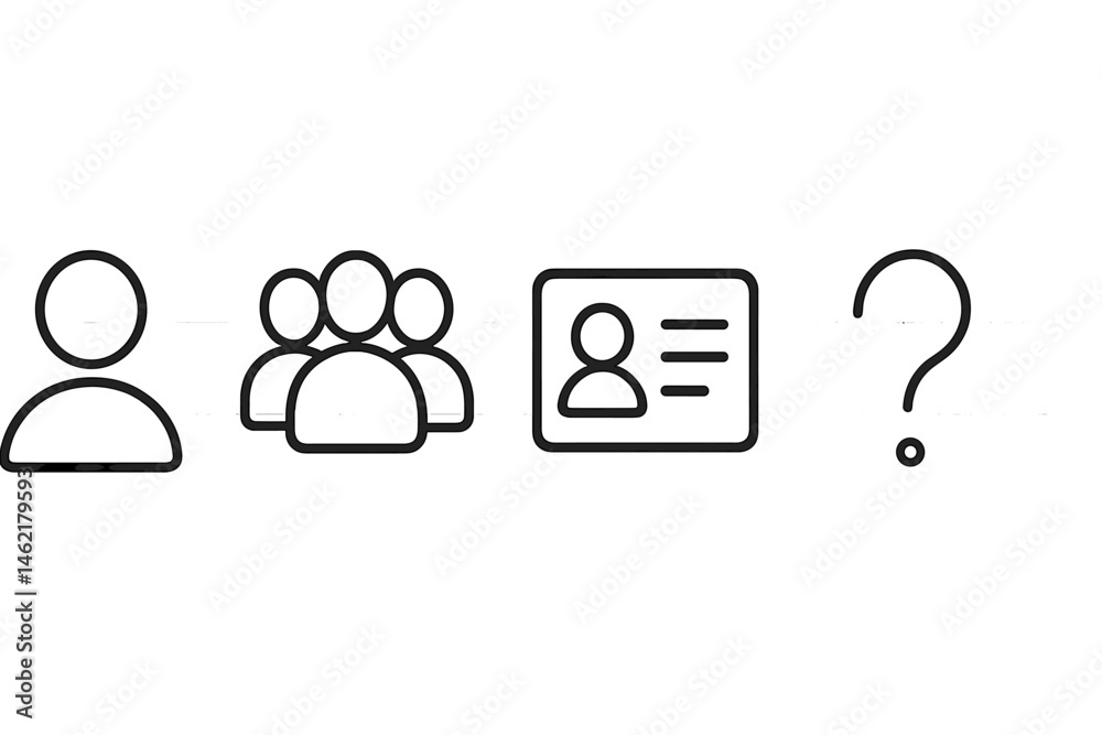 Poster vector illustration showing progression from individual to group identity with an unknown element in