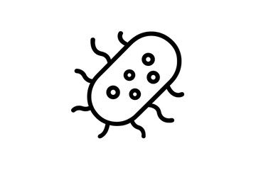 Vector illustration icon depicting a simple bacteria structure with flagella and internal features