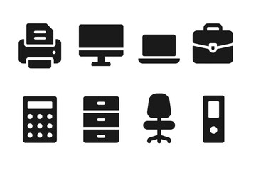 Office equipment vector illustration depicting essential tools for a productive workspace