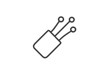 Vector illustration icon of a modern electronic component with connecting wires in a minimalist design suitable for technology-related content