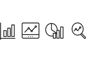 Vector illustration icons representing data analysis, charts, and performance metrics for visualizing business statistics