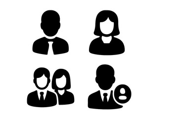 Collection of vector illustrations depicting diverse business professionals in various positions and activities