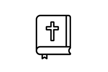 Vector illustration of a closed book featuring a cross design symbolizing faith and spirituality