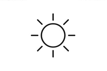 Vector illustration of a simple sun icon with rays representing bright daylight and warmth in a minimalist design