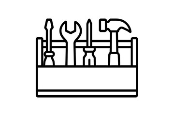 Vector illustration of a toolbox filled with various tools for home improvement and repairs
