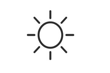 Sun icon vector illustration representing brightness and warmth in a minimalistic design suitable for various applications