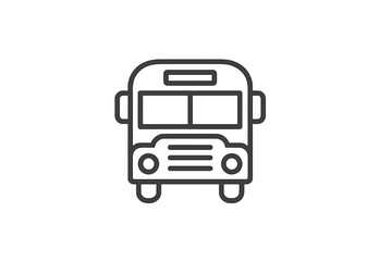 Vector illustration of a front view school bus icon in simple design for transportation and education themes