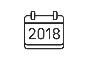 Vector illustration featuring a calendar icon displaying the year 2018 for design and planning purposes