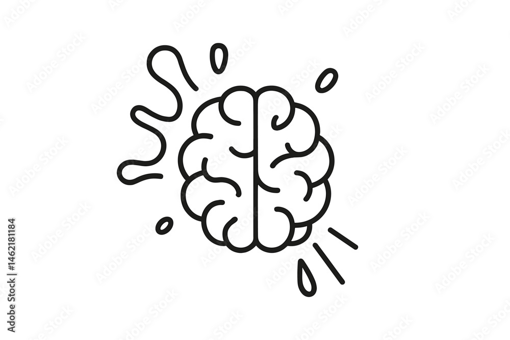 Poster creative vector illustration of an abstract brain with flowing lines and splash elements representin
