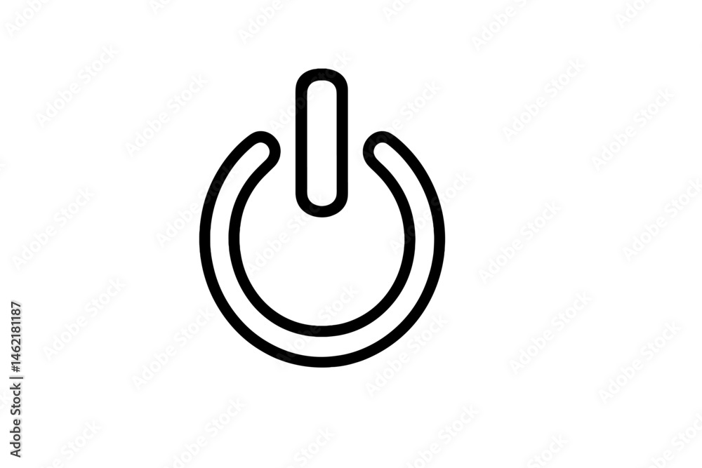 Poster icon representing the power button in a minimalistic vector style for digital design purposes and te