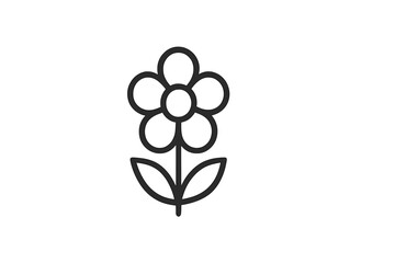 Simple vector illustration of a flower with five petals and leaves for decoration and design purposes