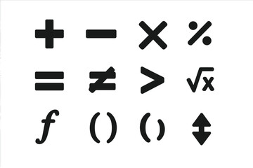 Vector illustration icon featuring mathematical symbols and operations suitable for educational purposes