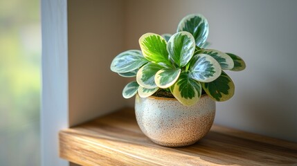 A vibrant houseplant in a small pot
