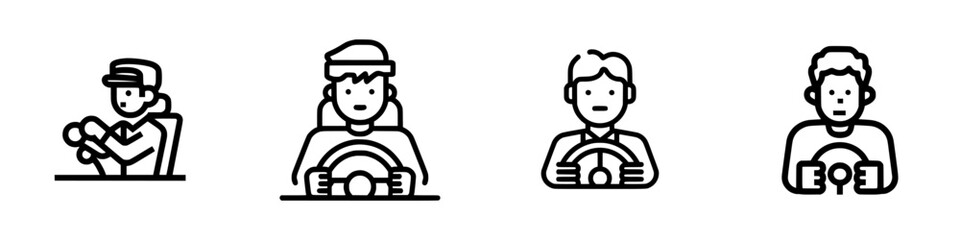 Vector illustration icon depicting various types of drivers engaged in different driving activities
