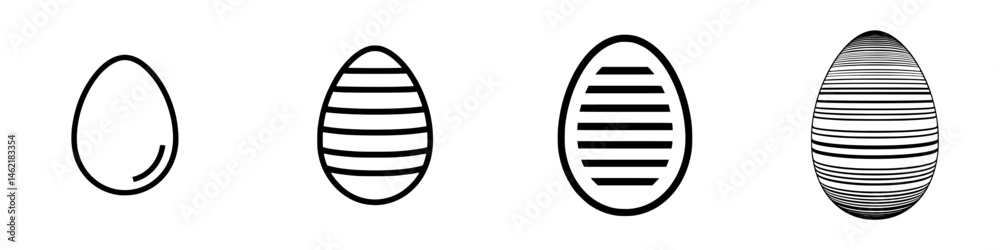 Poster stylized vector icons representing the evolution of an egg design with varying patterns and textures