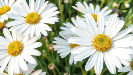 Fototapeta premium Detailed Botanical Illustration of White Daisy Flowers with Soft Morni
