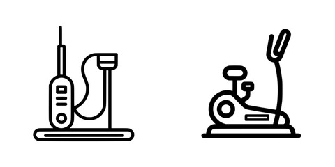 Vector illustration of a fitness equipment icon depicting a stationary bike and a heart rate monitor