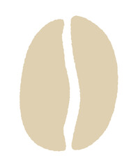 おしゃれでかわいい手描きのコーヒー豆のイラスト素材 - 一粒の生豆、浅煎りの豆のシンプルなアイコン