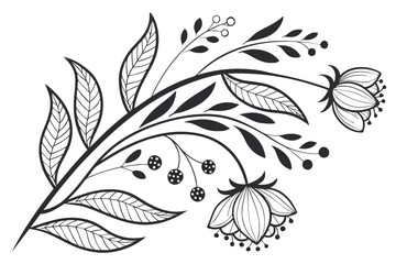 59 Black and white line art, organic shapes, flowing curves, botanical illustrations, abstract floral designs, delicate linework, intricate patterns, nature-inspired forms, minimalist drawing, elegant