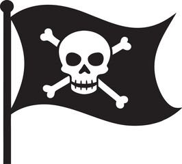 Pirate flag a skull with crossbones silhouette, skull and crossbones flag icon, vector illustration