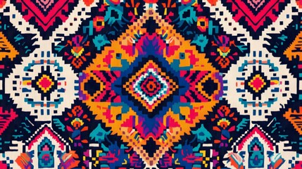 Vibrant, symmetrical, patterned design showcasing intricate details.