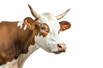 Ultra-realistic Belgian cow isolated on white, perfect for Eid al-Adha or livestock industry visuals