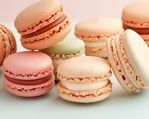 Obraz premium Pastel Macarons Collection Sweet Treats Dessert